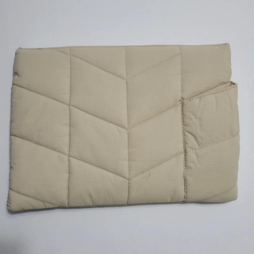 Puffy Sleeve Luxury Laptop Sleeve Case Beige Quilted Pouch UZBL Pillow Case‎